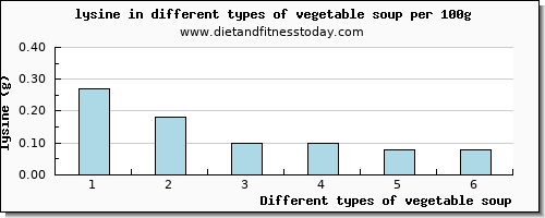 vegetable soup lysine per 100g